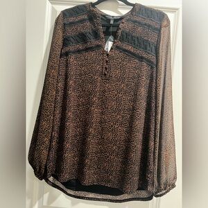 White House Black Market Animal Print Sheer Line Top